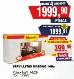 Maxiconsumo Marolio servilletas 140u oferta