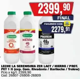 Maxiconsumo La serenisima leche zer lact / hierro / prot. oferta