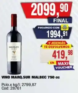 Maxiconsumo Marques vino malbec oferta