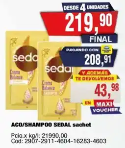 Maxiconsumo Sedal aco/shampoo sedal sachet oferta