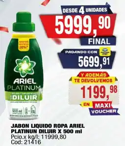 Maxiconsumo Ariel jabon liquido ropa platinum diluir oferta