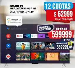 Maxiconsumo Rca/hitachi smart tv 55" 4k oferta