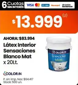 Changomas Colorin latex interior sensaciones blanco mat oferta