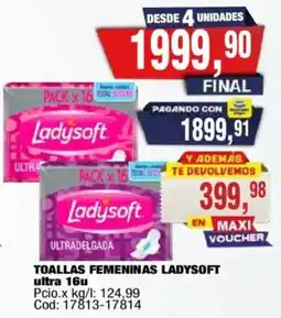 Maxiconsumo Ladysoft toallas femeninas ultra 16u oferta