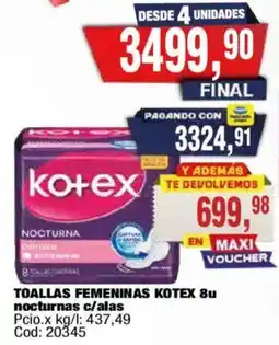 Maxiconsumo Kotex toallas femeninas nocturnas c/ alas oferta
