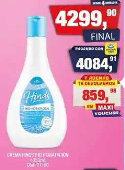Maxiconsumo Hinds crema bio hidratación oferta
