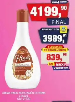 Maxiconsumo Hinds crema hidratación extrema oferta