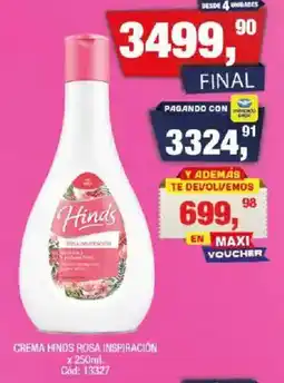 Maxiconsumo Hinds crema rosa inspiración oferta