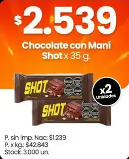 Changomas Shot chocolate con maní oferta