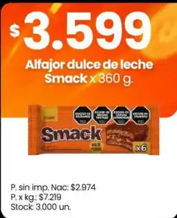 Changomas Smack alfajor dulce de leche oferta