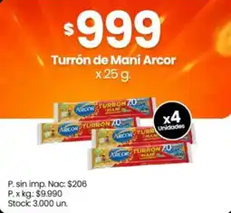 Changomas Arcor turrón de maní oferta