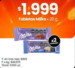 Changomas Milka tabletas oferta