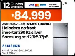 Changomas Samsung heladera no frost inverter 290 lts silver oferta