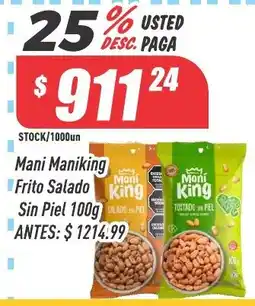 Supermercados Comodin Mani Maniking Frito Salado Sin Piel 100g oferta
