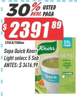 Supermercados Comodin Knorr sopa quick light selecc 5 sob oferta