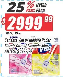 Supermercados Comodin Vim canasta p/inodoro poder floral/citrus/lavanda oferta