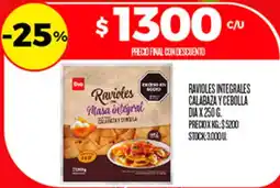Supermercados DIA Dia ravioles de masa integral calabaza y cebolla oferta