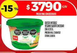 Supermercados DIA Dia queso untable vegano sabor cheddar oferta