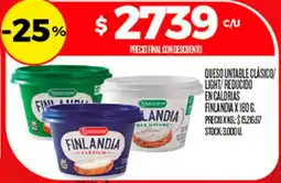 Supermercados DIA Finlandia queso untable clásico/light/reducido en calorías oferta