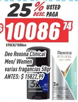 Supermercados Comodin Rexona deo clinical men/women oferta