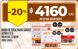 Supermercados DIA Zafrán barras de cereal varios sabores oferta