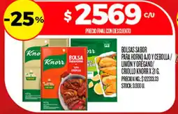 Supermercados DIA Knorr bolsas sabor para horno ajo y cebolla/limón y oregano oferta