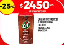 Supermercados DIA Cif limpiador multisuperficies ultra brillo original oferta