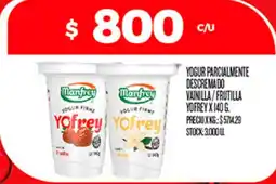 Supermercados DIA Manfrey yogur parcialmente descremado vainilla / frutilla oferta