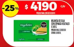 Supermercados DIA Vegetaléx milanesa de soja con espinaca oferta