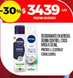 Supermercados DIA Nivea desodorante en aerosol derma control / coco oferta