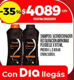 Supermercados DIA Plusbelle shampoo acondicionador restauracion aminomax oferta