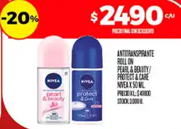 Supermercados DIA Nivea antitranspirante roll on pearl & beauty / protect & care oferta