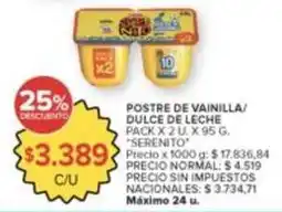Carrefour Market Serenito - postre de vainilla/ dulce de leche pack x 2 u oferta