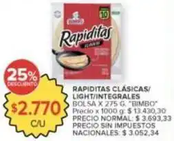 Carrefour Market Bimbo - rapiditas clásicas/light/integrales oferta