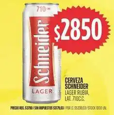 Supermercados Vea Schneider - cerveza lager rubia oferta