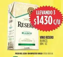 Supermercados Vea Resero - vino reservo blanco oferta