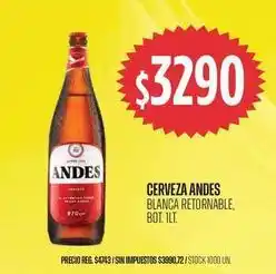 Supermercados Vea Andes - cerveza blanca retornable oferta