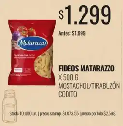 Supermercados Tadicor Matarazzo fideos mostachol/tirabuzón codito oferta
