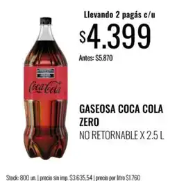 Supermercados Tadicor Coca cola gaseosa coca cola zero oferta