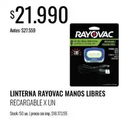 Supermercados Tadicor Rayovac linterna manos libres recargable oferta