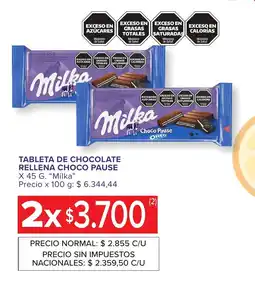 Carrefour Express Milka tableta de chocolate rellena choco pause oferta