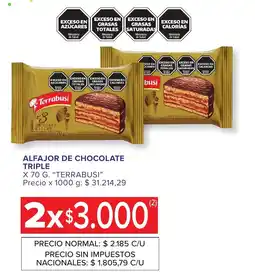 Carrefour Express Terrabusi alfajor de chocolate triple oferta