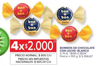 Bon o bon bombón de chocolate con leche/ blanco