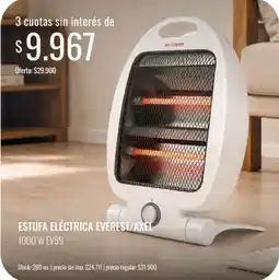Supermercados Tadicor Everest/axel estufa eléctrica oferta