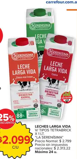 Carrefour Express La serenisima leches larga vida oferta