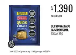 Supermercados Tadicor La serenisima queso rallado reggianito oferta