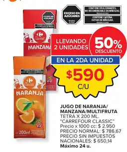 Carrefour Express Carrefour classic jugo de naranja/manzana/multifruta oferta