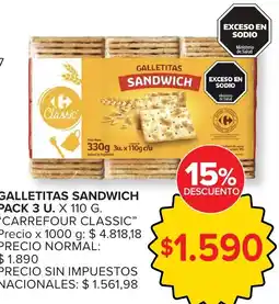 Carrefour Express Carrefour classic galletitas sandwich oferta