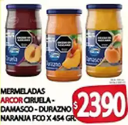 Supermercados Becerra Arcor mermeladas ciruela - damasco - durazno naranja oferta