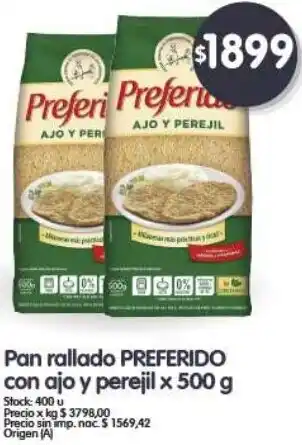 PREFERIDO Pan rallado con ajo y perejil